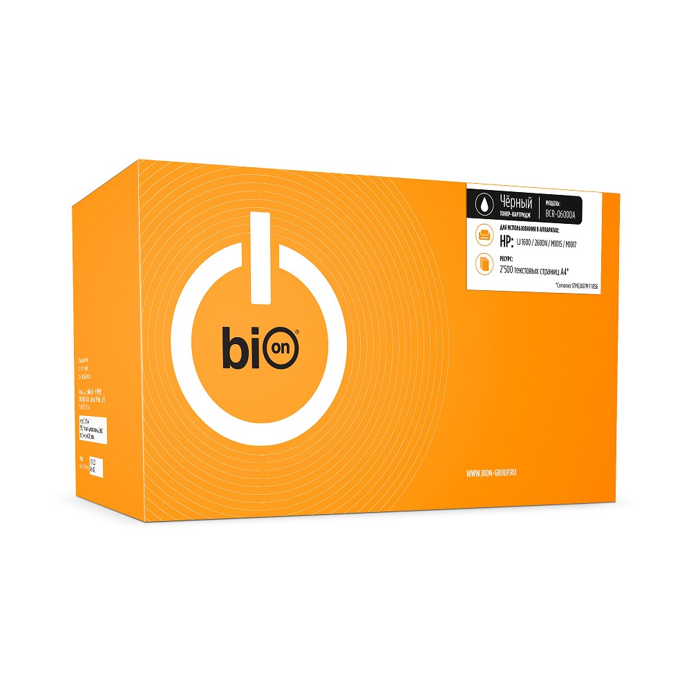 Bion BCR-Q6000A Картридж для HP {Color LaserJet 2600/1600/2605N} (2500 стр.), Черный, с чипом Bion Cartridge