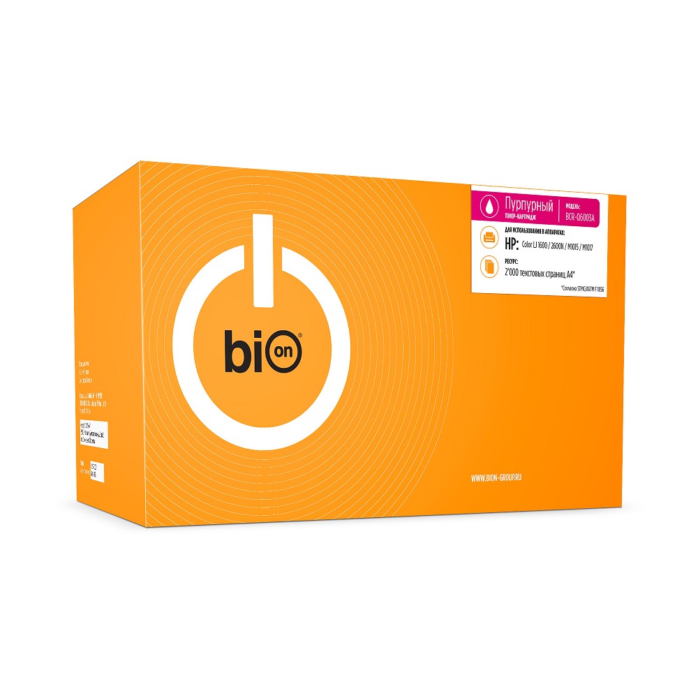 Bion BCR-Q6003A Картридж для HP {Color LaserJet 2600/1600/2605N }(2000 стр.), Пурпурный, с чипом Bion Cartridge