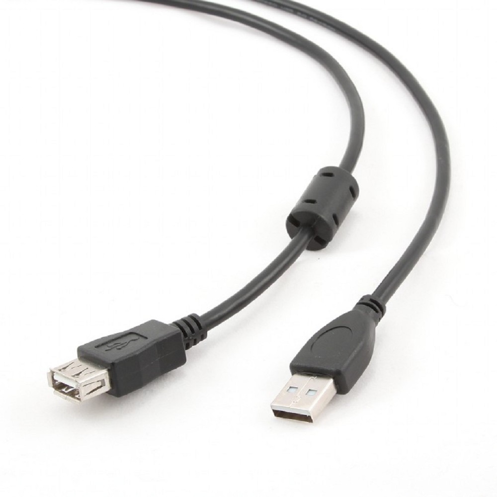 Bion Кабель удлинительный USB 2.0 AM/AF, позолоченные контакты, ферритовые кольца, 1.8 м, черный [BXP-CCF-USB2-AMAF-018] Bion Expert