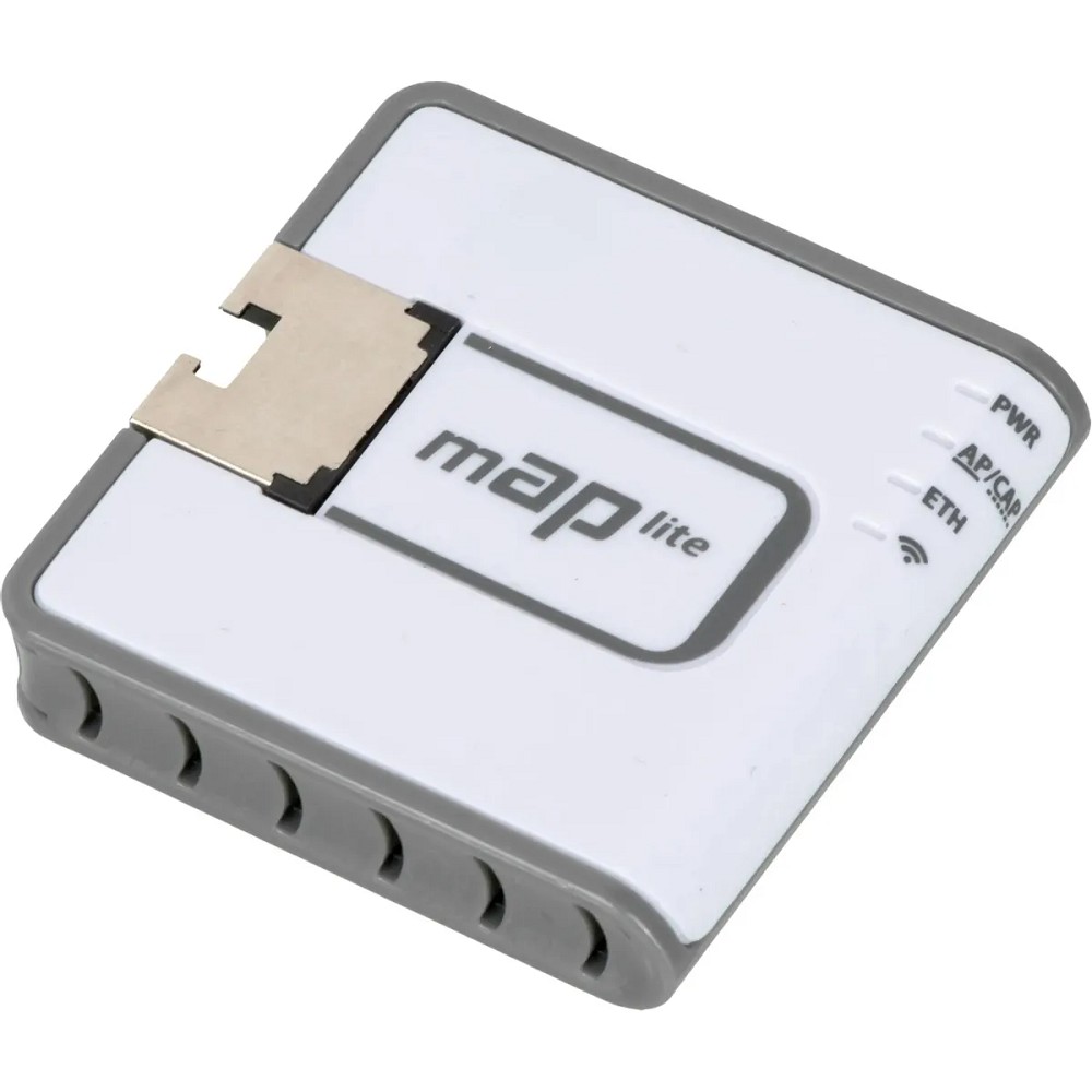 MikroTik mAP lite with 650Mhz CPU, 64MB RAM, 1xLAN, built-in Dual Chain 2.4Ghz 802.11bgn Dual Chain wireless with integrated antennas, RouterOS L4, plastic case, PSU арт. RBmAPL-2nD