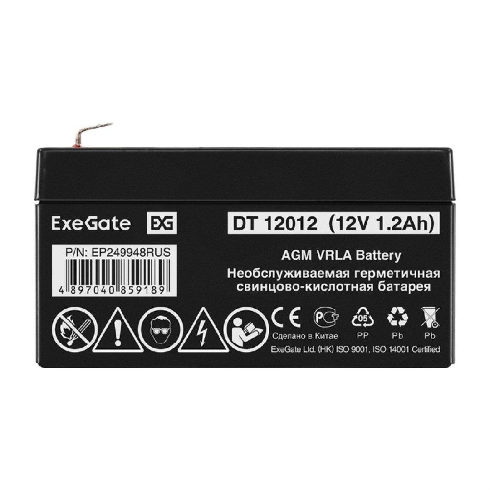 Exegate EP249948RUS Аккумуляторная батарея DT 12012/EXG12012 (12V 1.2Ah, клеммы F1)