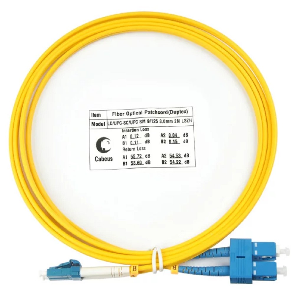 Шнур оптический Cabeus FOP(d)-9-LC-SC-2m Шнур оптический duplex LC-SC 9/125 sm 2м LSZH