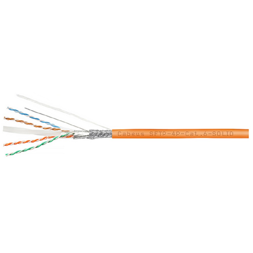 Кабель информационный Cabeus SFTP-4P-CAT.6-SOLID-LSZH кат.6 SF/UTP 4 пары LSZH внутренний 305м оранжевый