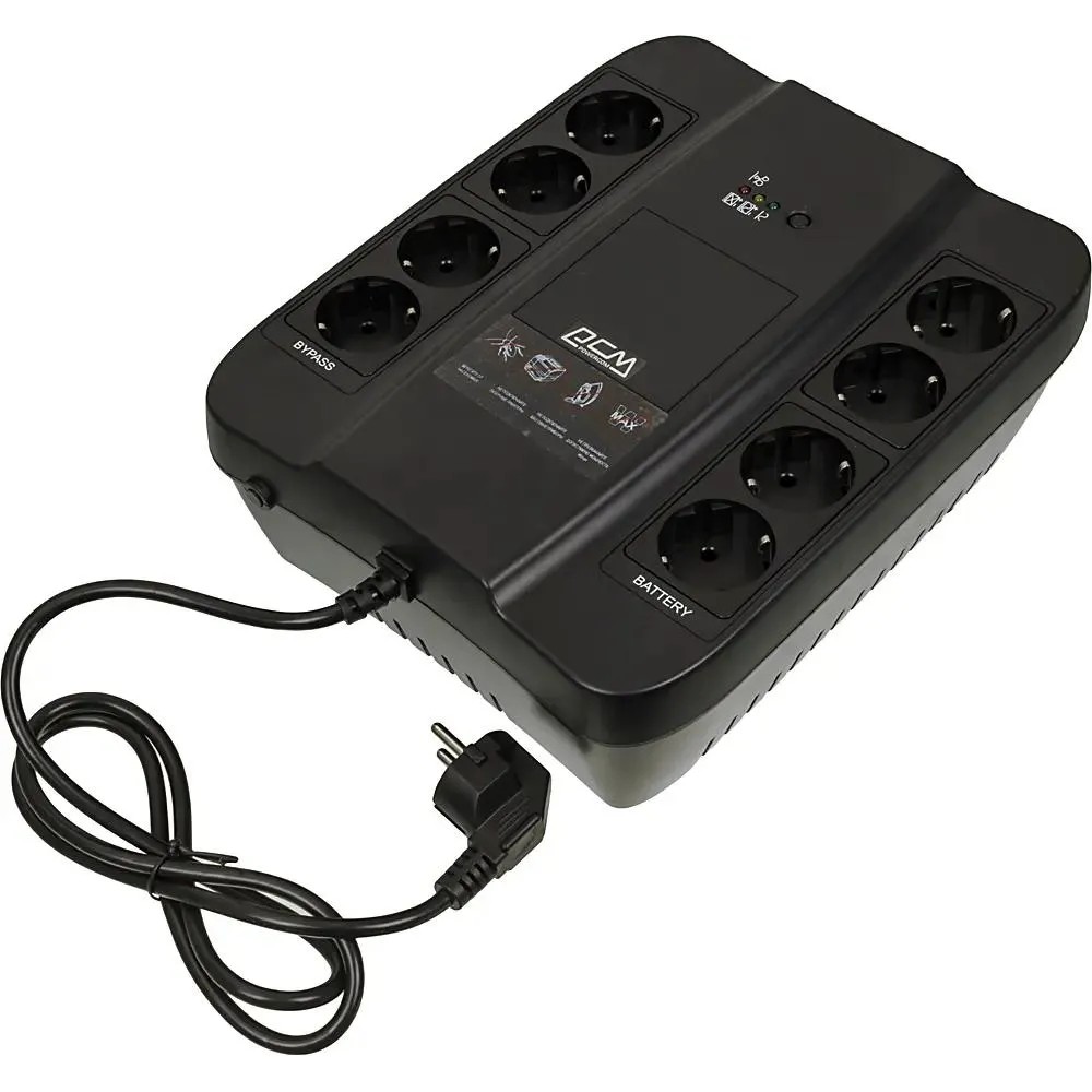 Powercom Back-UPS SPIDER, OffLine, 850VA/510W, Tower, 8xSchuko outlets (4 surge & 4 batt) (332715) арт. SPD-850N