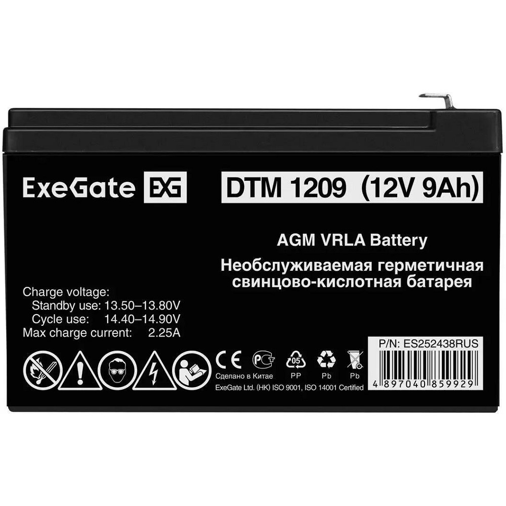 Exegate ES252438RUS Аккумуляторная батарея DTM 1209 (12V 9Ah, клеммы F1)