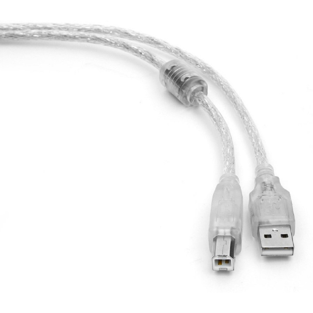 Кабель USB2.0 Cablexpert AM/BM, медь, двойн.экран, фер.кольцо, Pro, 0.75м, прозрач, пакет (CCF-USB2-AMBM-TR-0.75M) Gembird