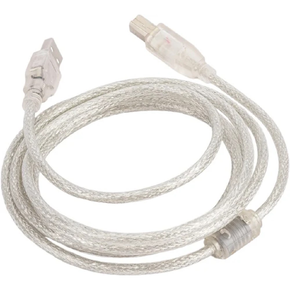 Cablexpert Кабель USB 2.0 Pro, AM/BM, 2м, экран, 2 феррит.кольца, прозрачный (CCF-USB2-AMBM-TR-2M) Gembird