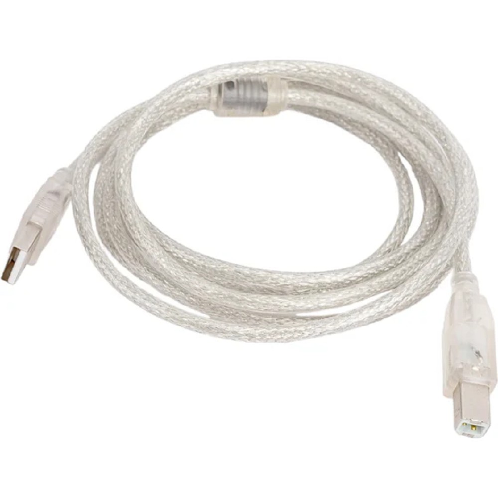 Cablexpert Кабель USB 2.0 Pro, AM/BM, 2м, экран, 2 феррит.кольца, прозрачный (CCF-USB2-AMBM-TR-2M) Gembird