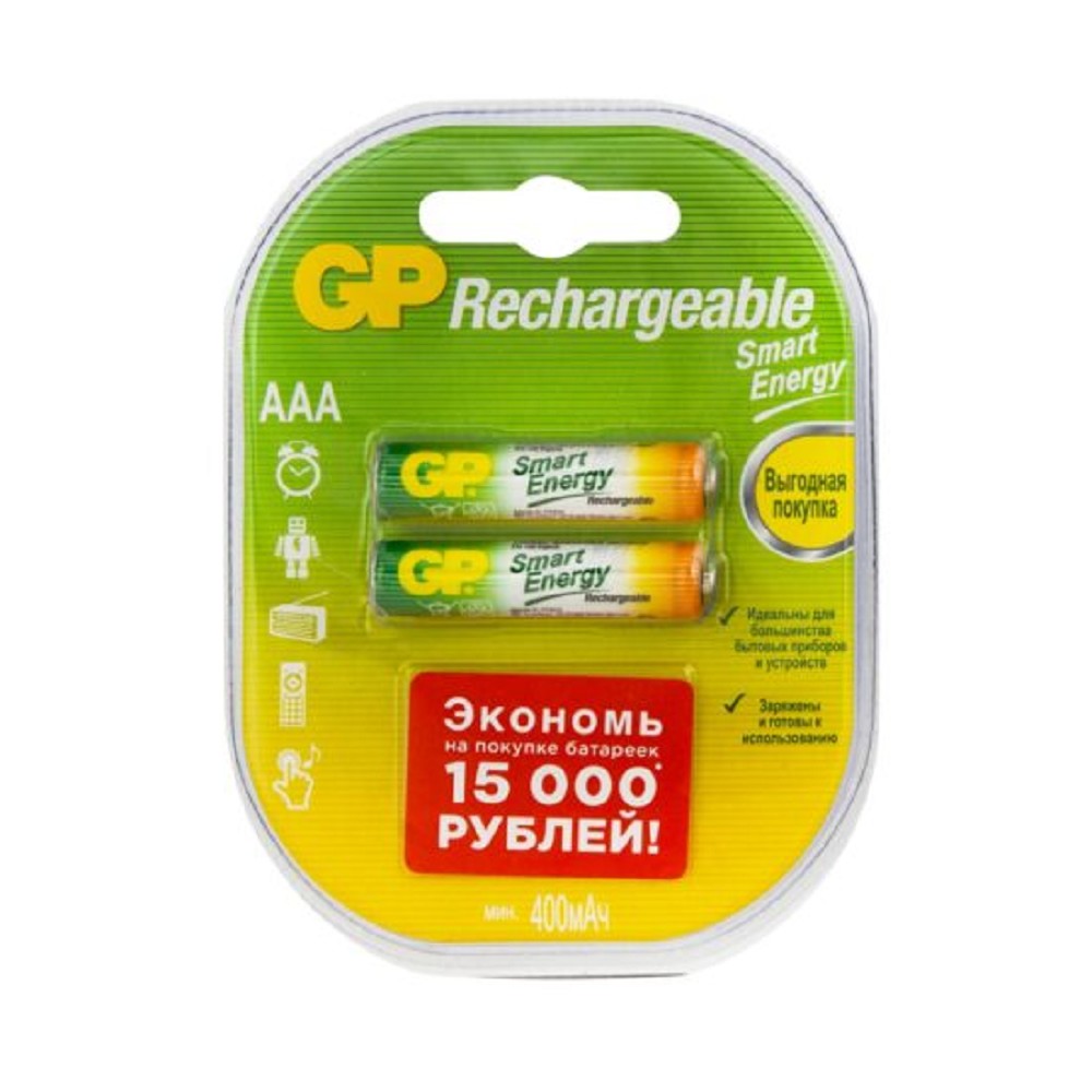 GP Smart Energy 40AAAHCSV AAA NiMH 400mAh (40AAAHCV-2CRSBC2) (2 шт. в уп-ке) аккумулятор арт. 4891199145520