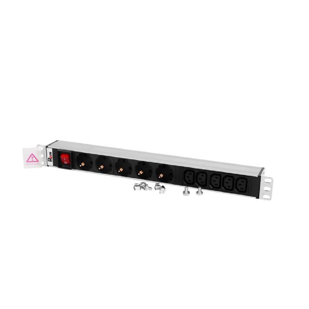 ЦМО Гор блок розеток Rem-10, 1х10A, выкл, 5S, 5C13, 19", вход C14 арт. R-10-5S-5C13-V-440-Z