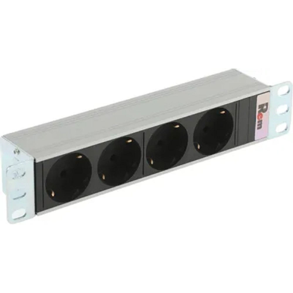 REM Блок розеток Rem-10 без шнура, 4 Schuko, вход IEC 60320 C14, 10A, алюм., 10" (R-10-4S-220-Z) ЦМО