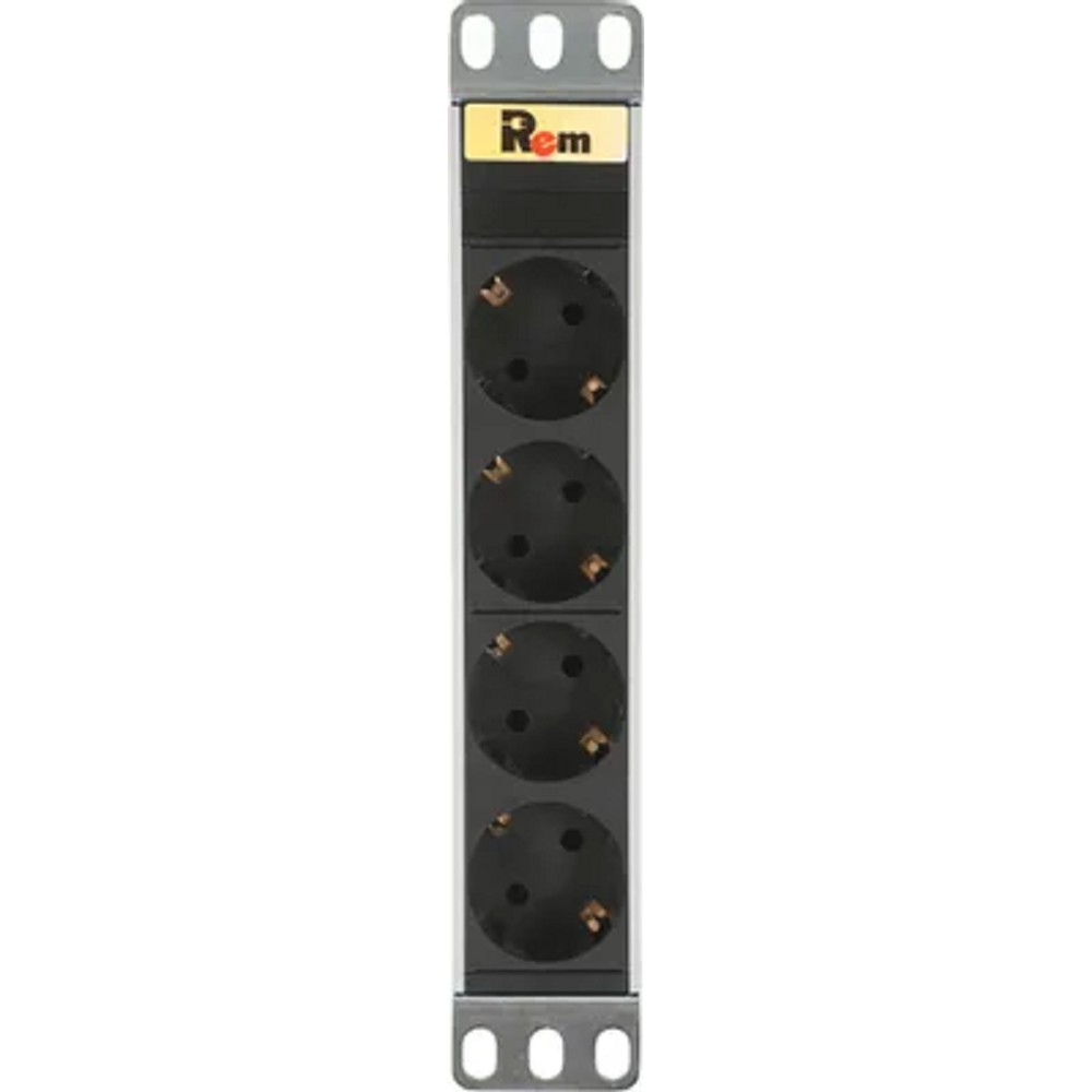 REM Блок розеток Rem-10 без шнура, 4 Schuko, вход IEC 60320 C14, 10A, алюм., 10" (R-10-4S-220-Z) ЦМО