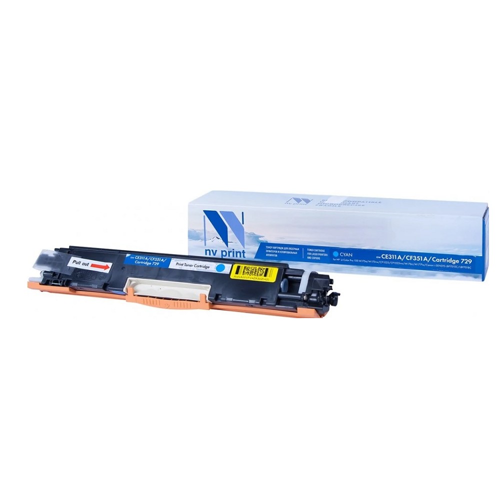 NVPrint CE311A/CF351A/Canon 729 Картридж для HP LaserJet Color Pro 100 M175a/M175nw/CP1025/CP1025nw/M176n/M177fw/Canon i-SENSYS LBP7010C/LBP7018C Cyan (1000k) NV Print арт. NV-CE311A/CF351A/729C