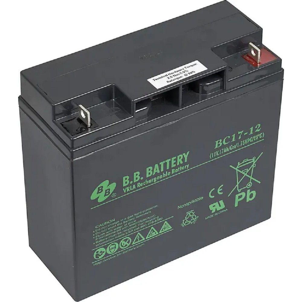 АКБ B.B. Battery BC 17-12 (12В 17Ач ДхШхВ 181х76х166 мм, масса 5,62 кг) клеммы B1 арт. BC 17-12 BB
