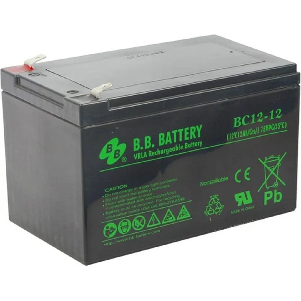 АКБ B.B. Battery BC 12-12 (12В 12Ач ДхШхВ 151x98x98 мм, масса 3,35 кг) клеммы F2 арт. BC 12-12 BB