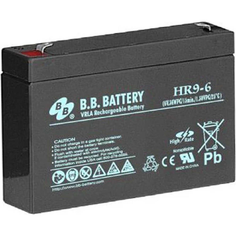 АКБ B.B. Battery HR 9-6 (HR9-6FR) 6В 9Ач, ДхШхВ 151x34x94 мм, масса 1.4 кг, клеммы F2 арт. HR 9-6 BB