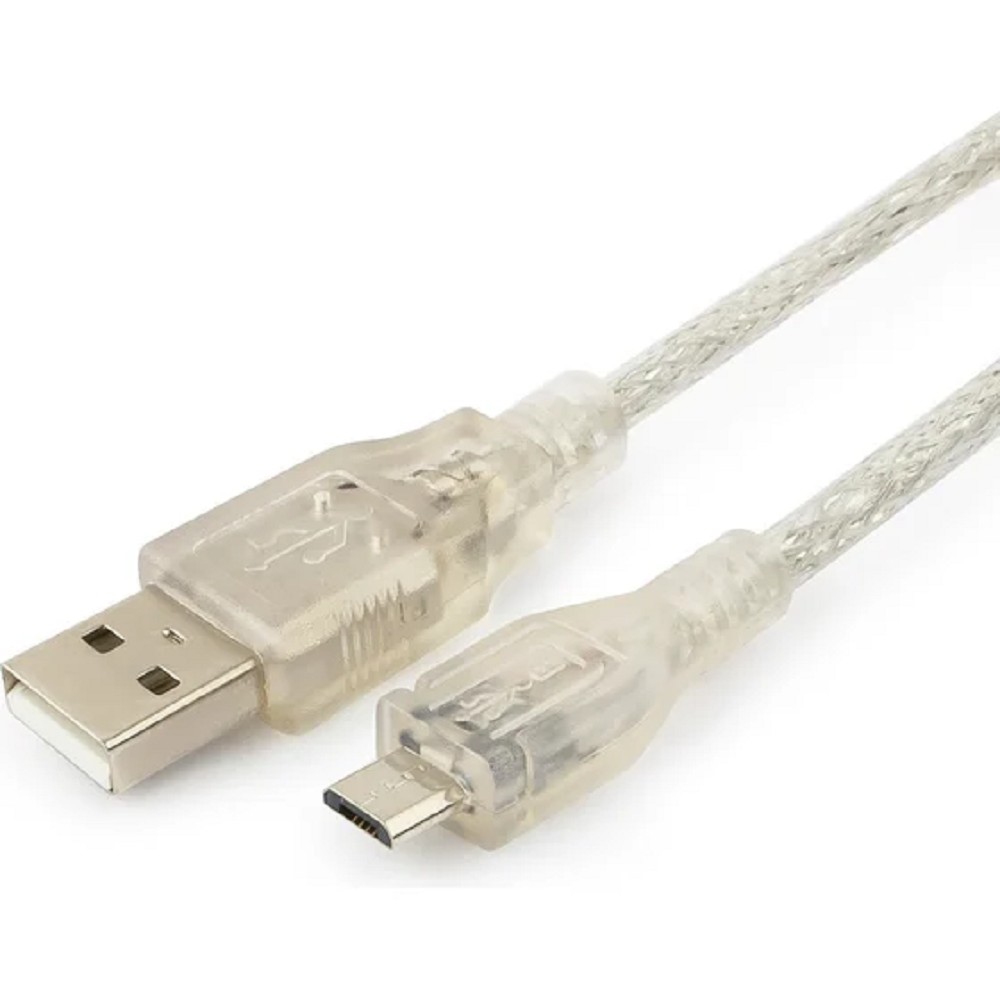 Cablexpert Кабель USB 2.0 Pro, AM/microBM, 1,8м, экран, феррит.кольцо, прозрачны (CCP-mUSB2-AMBM-6-TR) Gembird