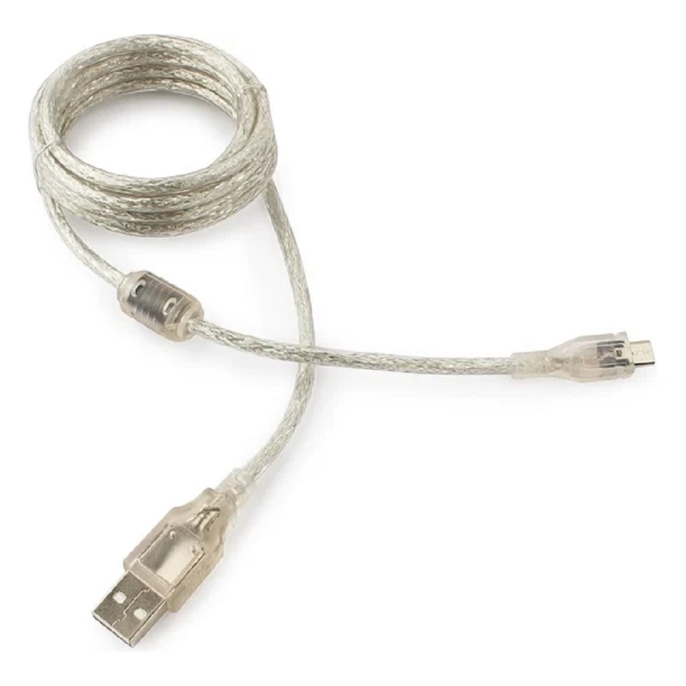 Cablexpert Кабель USB 2.0 Pro, AM/microBM, 1,8м, экран, феррит.кольцо, прозрачны (CCP-mUSB2-AMBM-6-TR) Gembird
