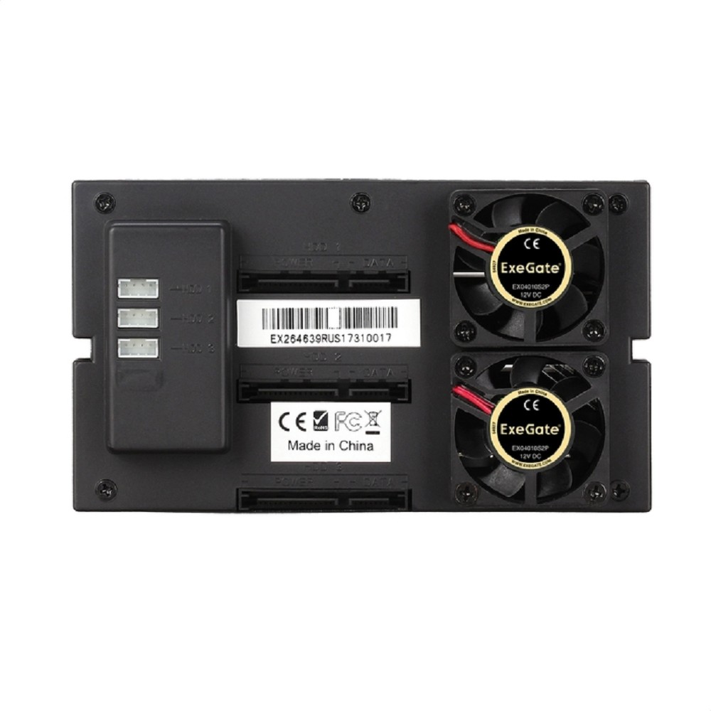 Exegate EX264639RUS Корзина для HDD Exegate HS335-01 (универсальная, на 3*3,5" SATA/SAS HDD, занимает 2*5,25" отсека)