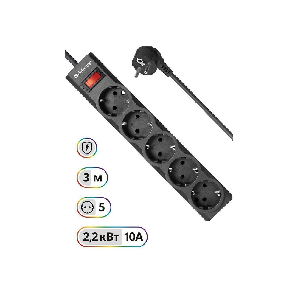 Defender ES largo (3 м, 5 розеток) арт. 99498