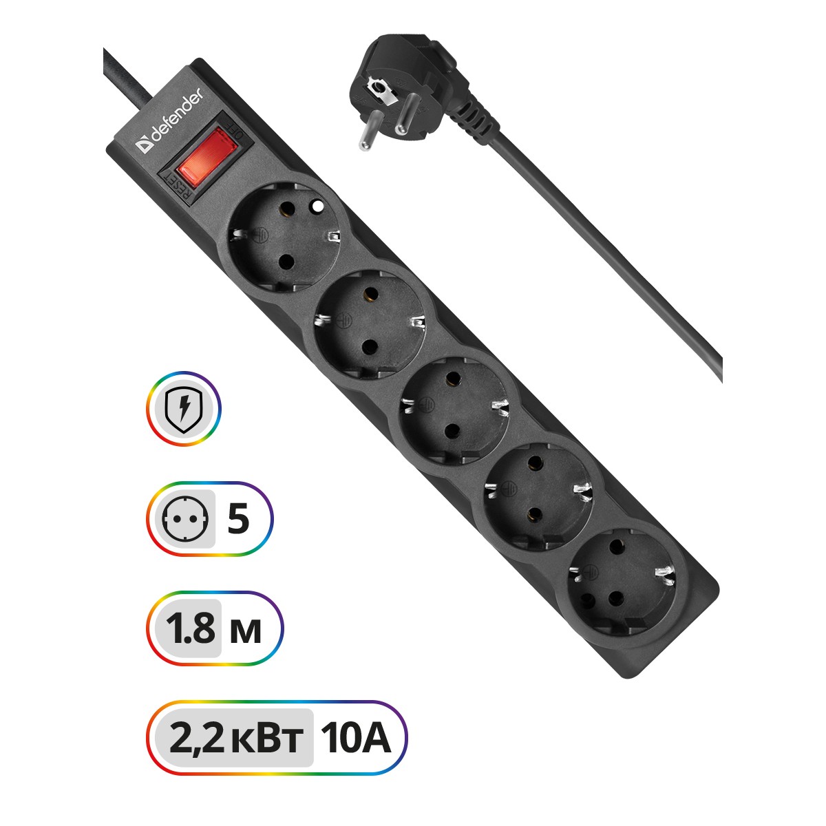 Defender ES largo (1.8 м, 5 розеток) арт. 99497