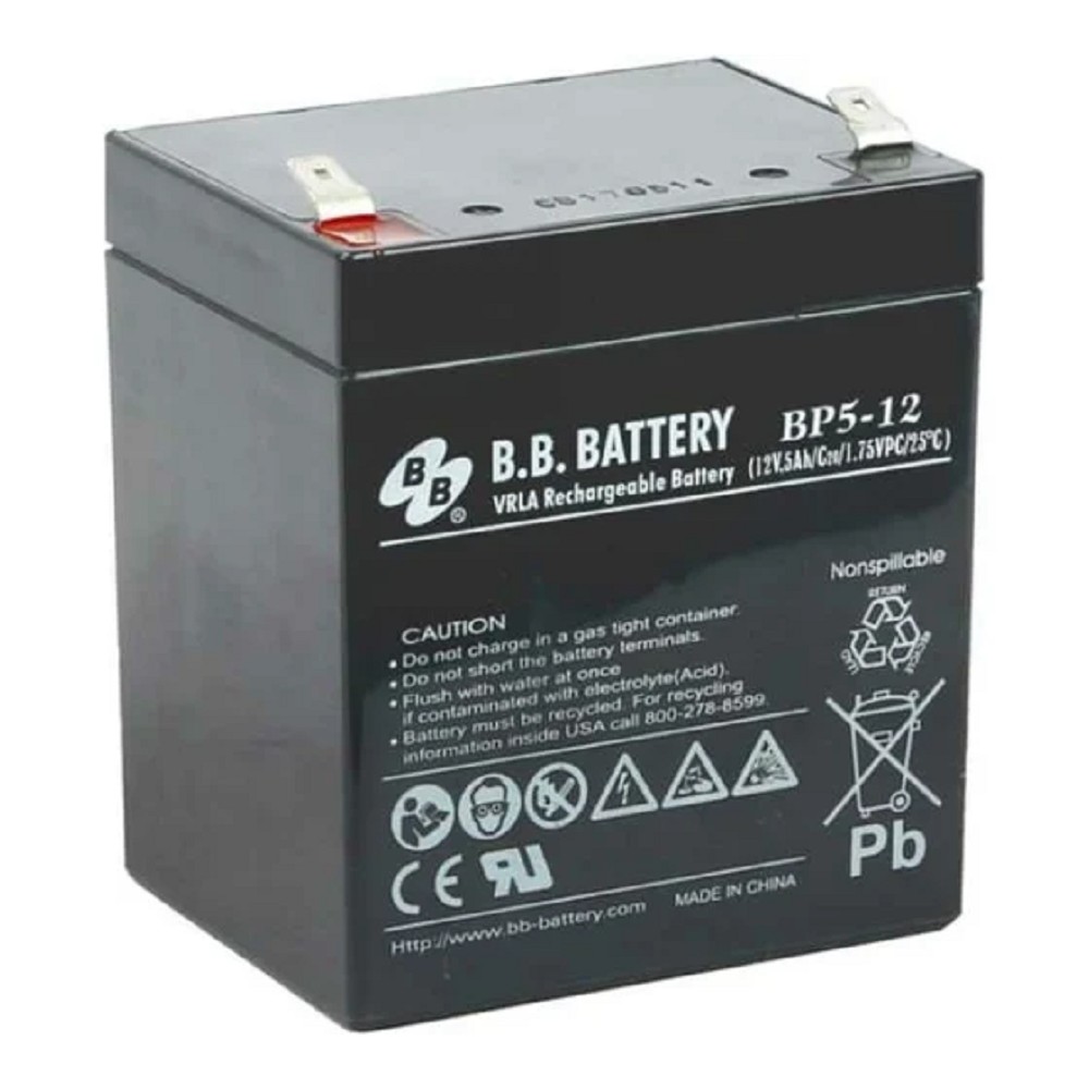 АКБ B.B. Battery BP 5-12 (12V 5Ah) ДхШхВ 90х70х106 мм, масса 1.8 кг, клеммы F2 арт. BP 5-12 BB