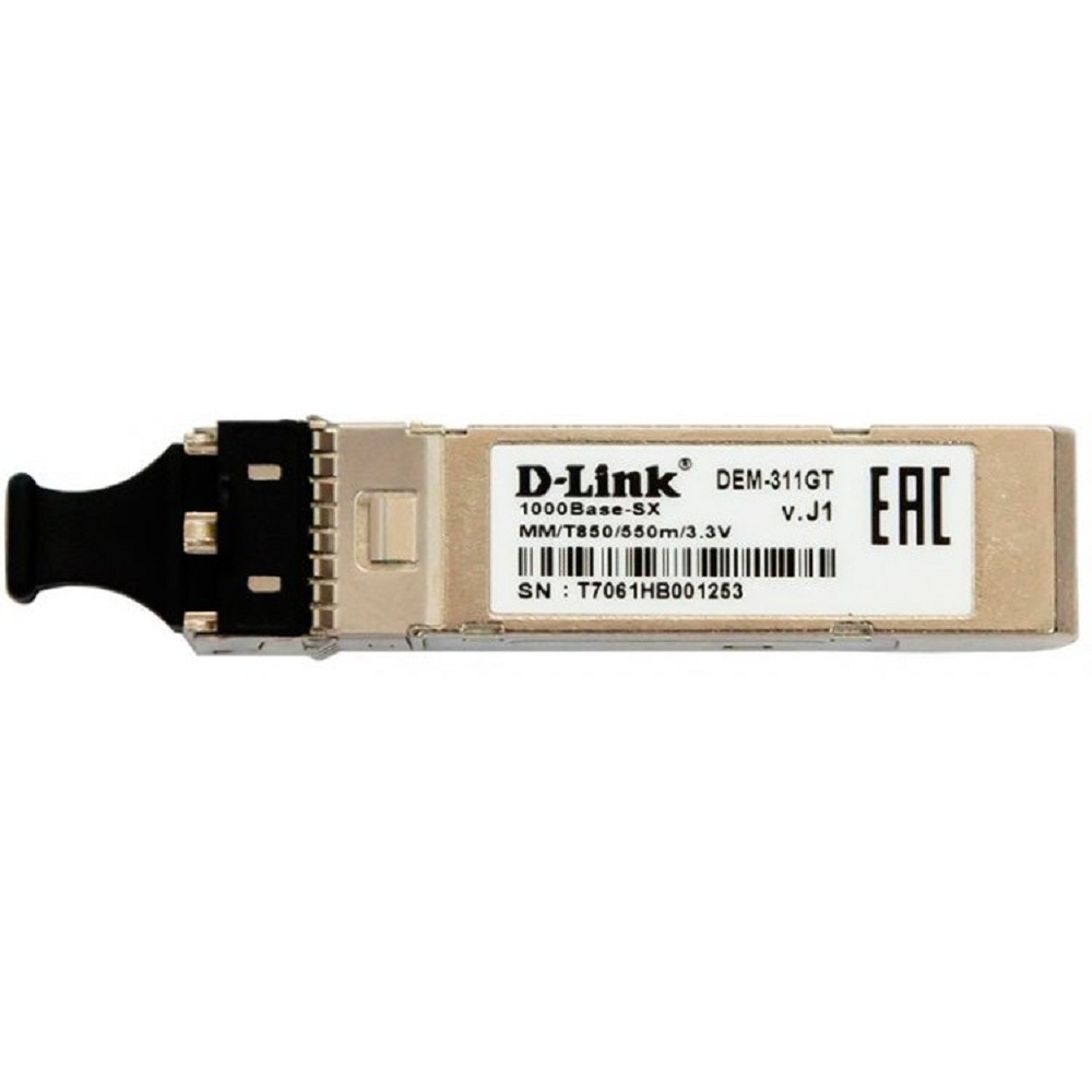 D-Link 311GT/A1A SFP-трансивер с 1 портом 1000Base-SX для многомодового оптического кабеля (до 550 м, разъем Duplex LC) D-Link SMB
