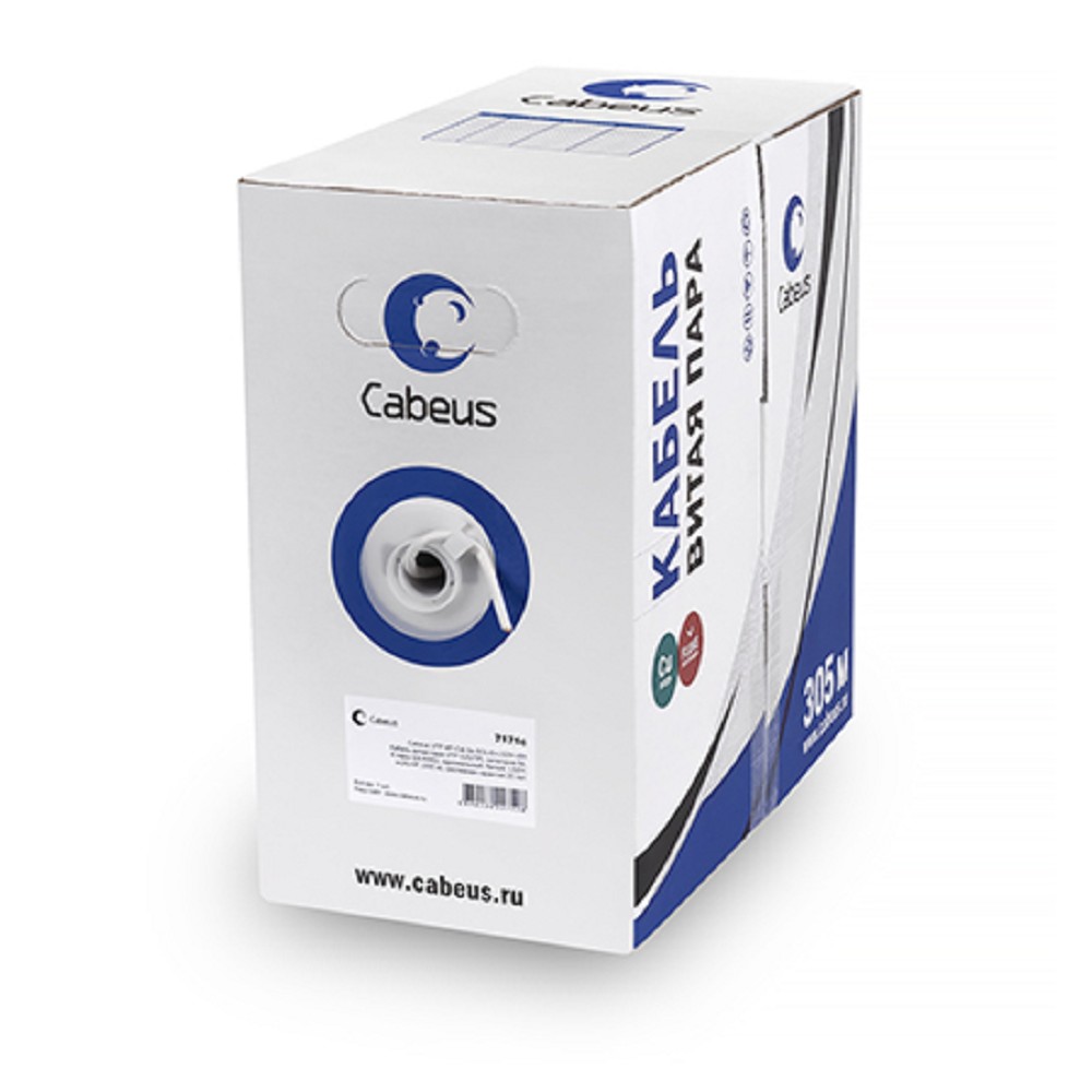 Кабель информационный Cabeus UTP-4P-Cat.5e-SOLID-GY кат.5E U/UTP 4 пары PVC внутренний 305м серый