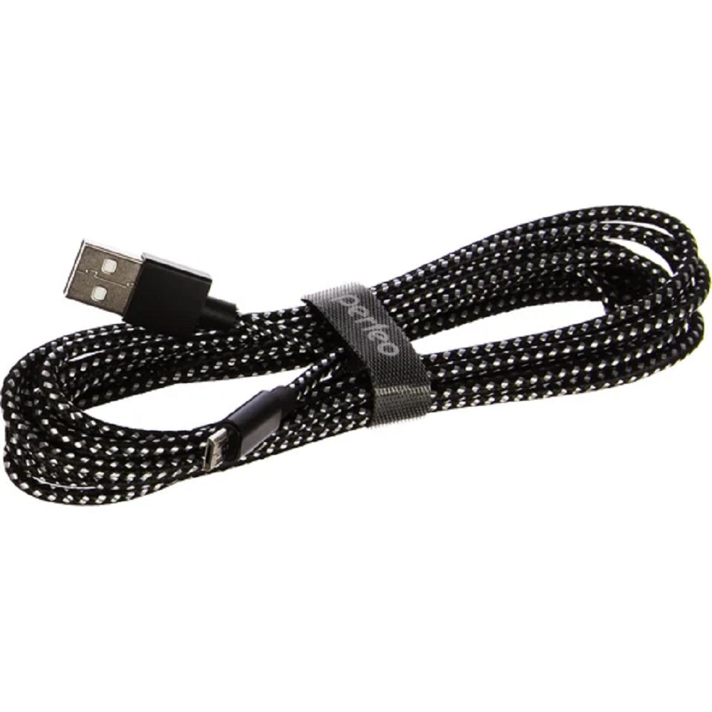 PERFEO Кабель USB2.0 A вилка - Micro USB вилка, черно-белый, длина 3 м. (U4802)