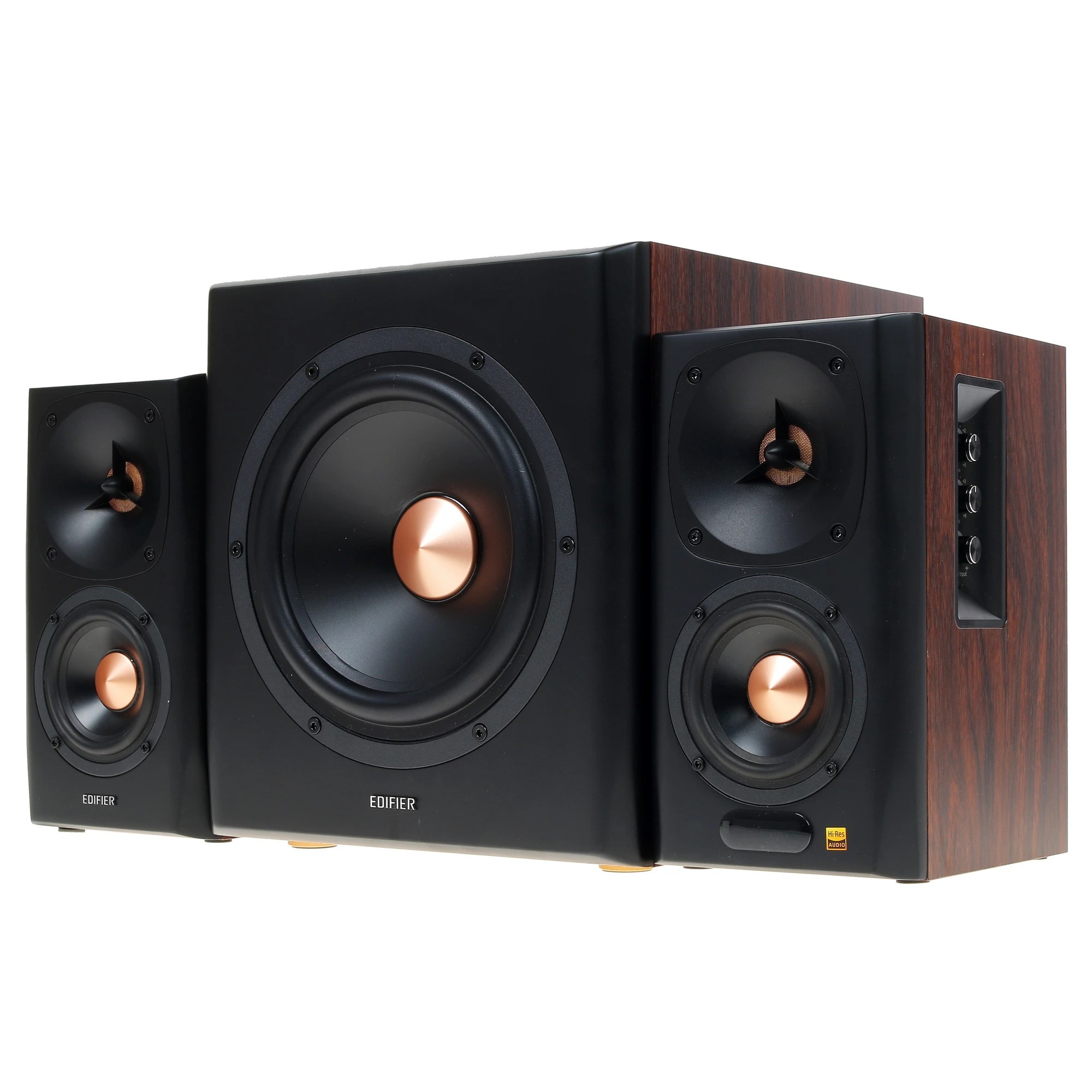 Edifier S360DB Brown {2 сат. + сабвуфер,150W RMS, 40-20000Гц, дерево, беспроводной пульт ДУ, Bluetooth aptX}