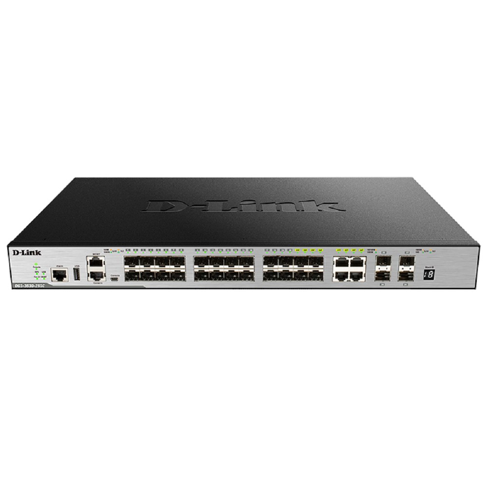 D-Link DGS-3630-28SC/A2ASI PROJ Управляемый L3 коммутатор, стек, 20x1000Base-X SFP, 4x10GBase-X SFP+, 4xCombo 1000Base-T/SFP, ПО SI D-Link SMB