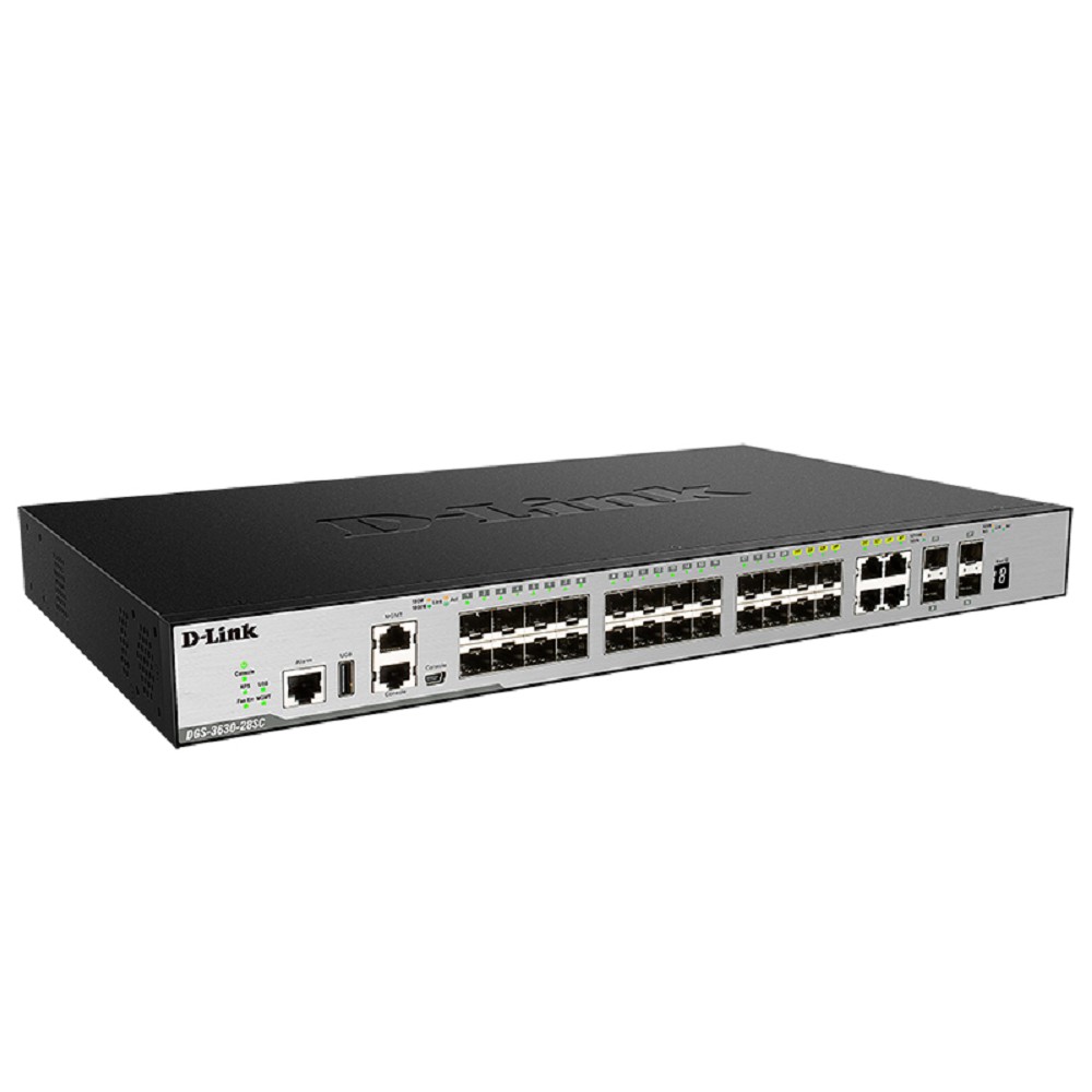 D-Link DGS-3630-28SC/A2ASI PROJ Управляемый L3 коммутатор, стек, 20x1000Base-X SFP, 4x10GBase-X SFP+, 4xCombo 1000Base-T/SFP, ПО SI D-Link SMB