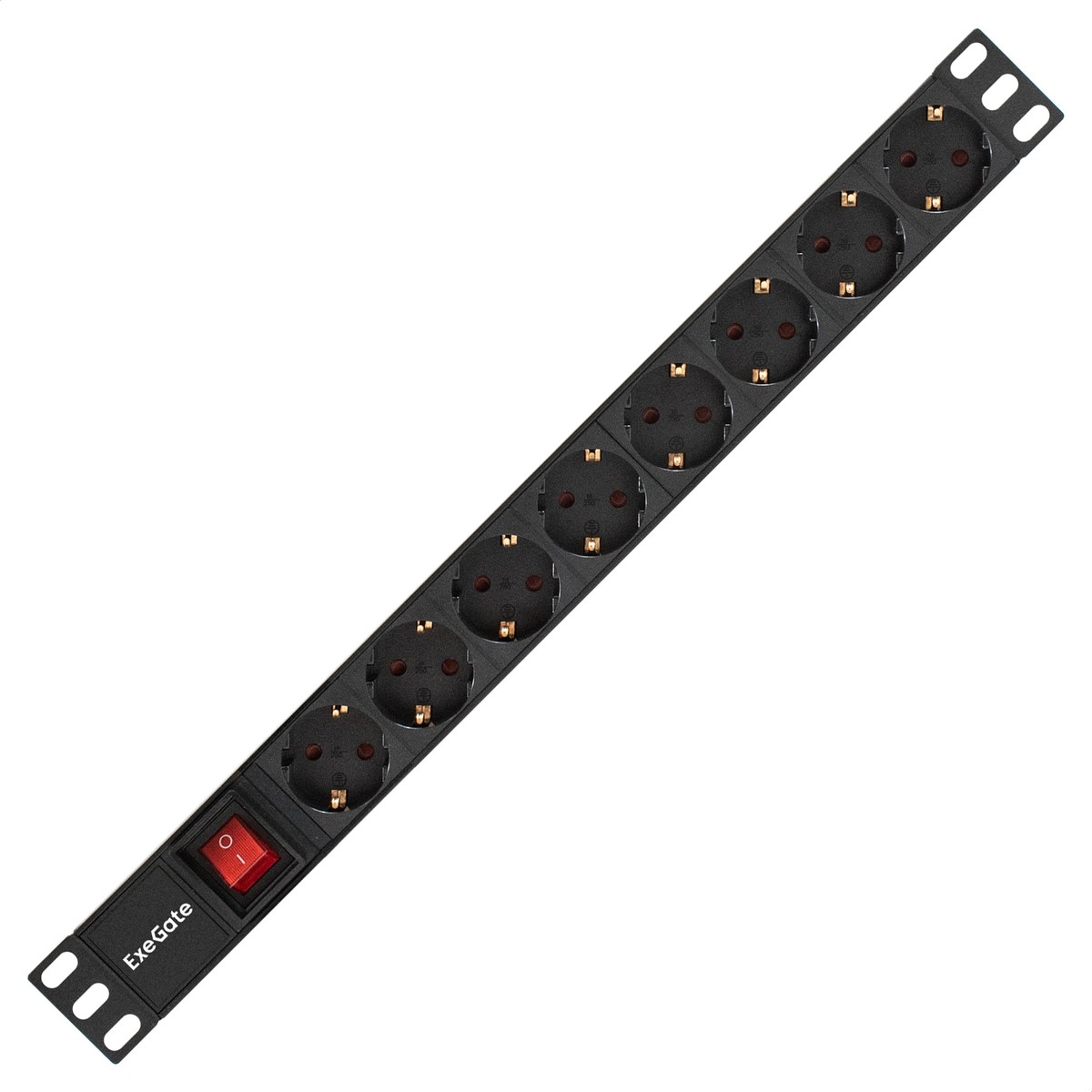 Exegate EX280841RUS Блок розеток ExeGate ServerPro PDU-19H802 Al-8S-EU1.8-SW, 19",1U,алюм, 8Schuko, евровилка, 1.8м