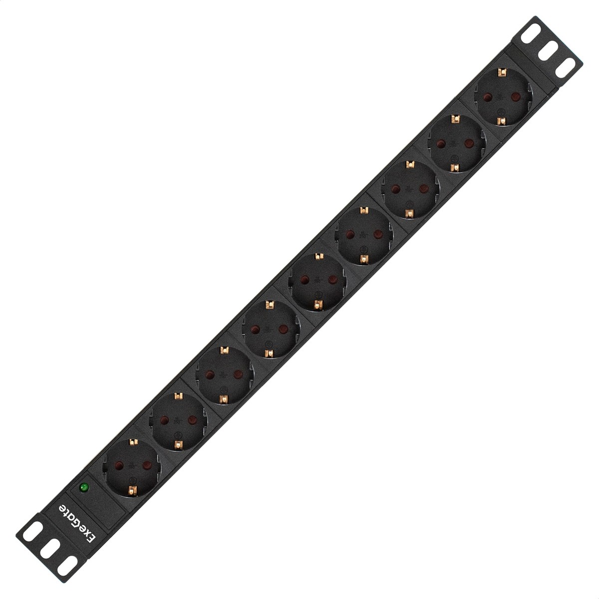 Exegate EX280849RUS Блок розеток ExeGate ServerPro PDU-19H903 Al-9S-EU2, 19",1U,алюм, 9Schuko, евровилка, 2м