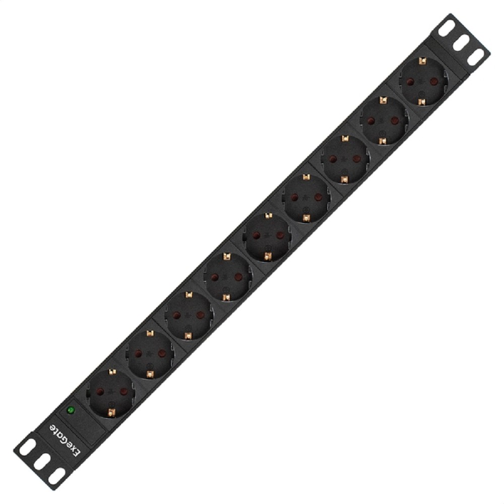Exegate EX280853RUS Блок розеток ExeGate ServerPro PDU-19H907 Al-9S-C20, 19",1U,алюм, 9Schuko, С20