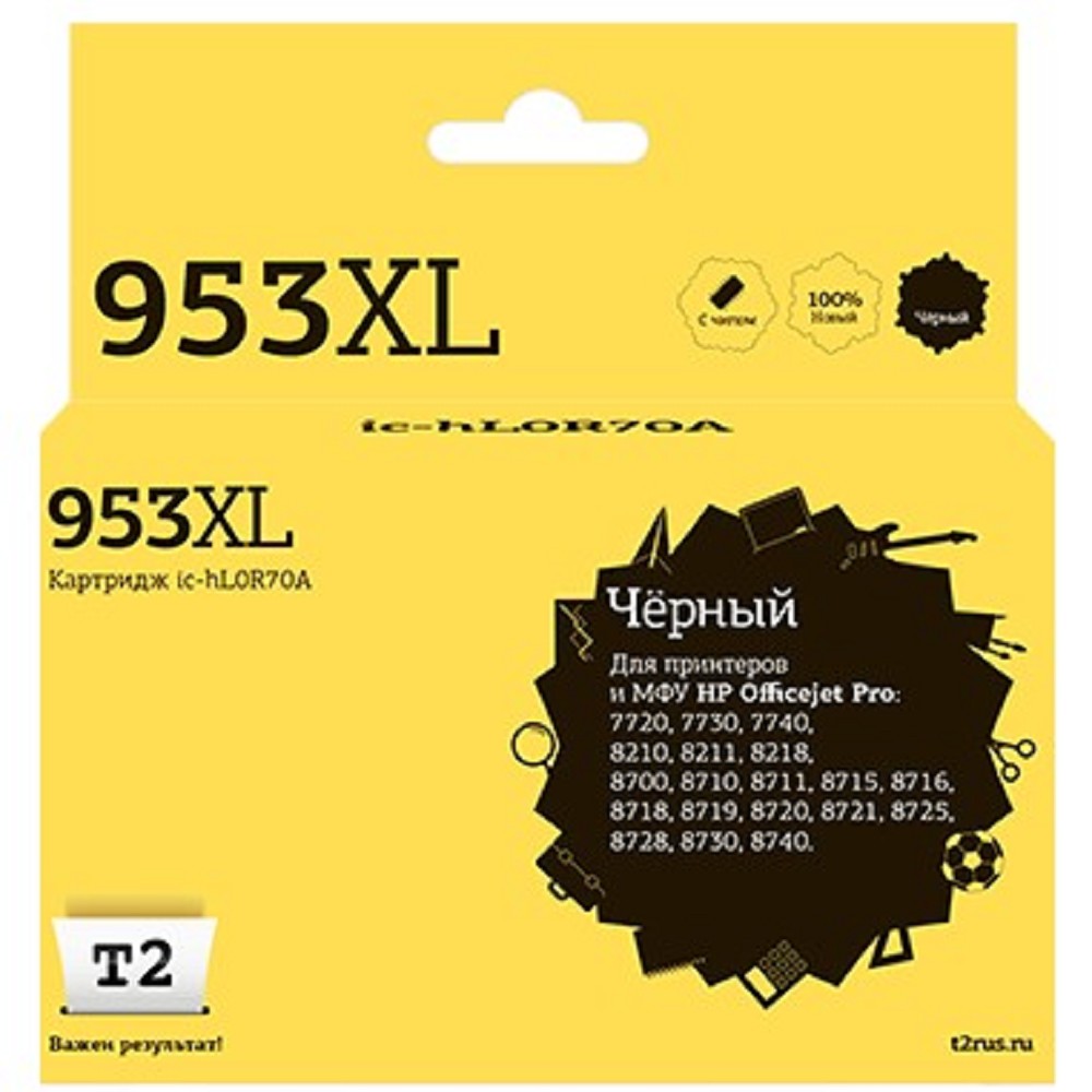 T2 L0S70AE Картридж №953XL для HP OfficeJet Pro 7720/7730/7740/8210/8710/8720/8730/8740, чёрный арт. IC-HL0S70A