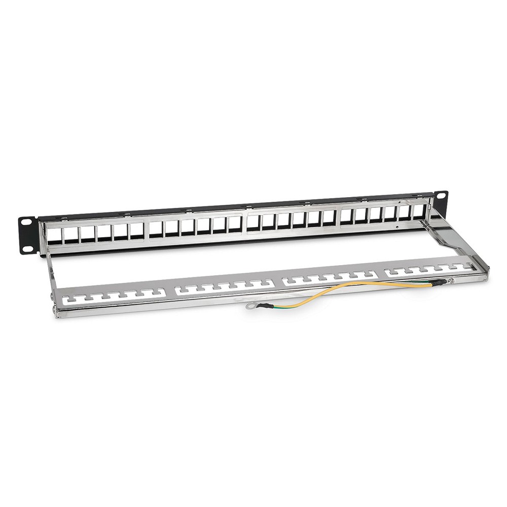 Cabeus PLB-24-SH Модульная патч-панель 19", 24 порта, 1U, для экранированных модулей, с задним кабельным организатором (без модулей)