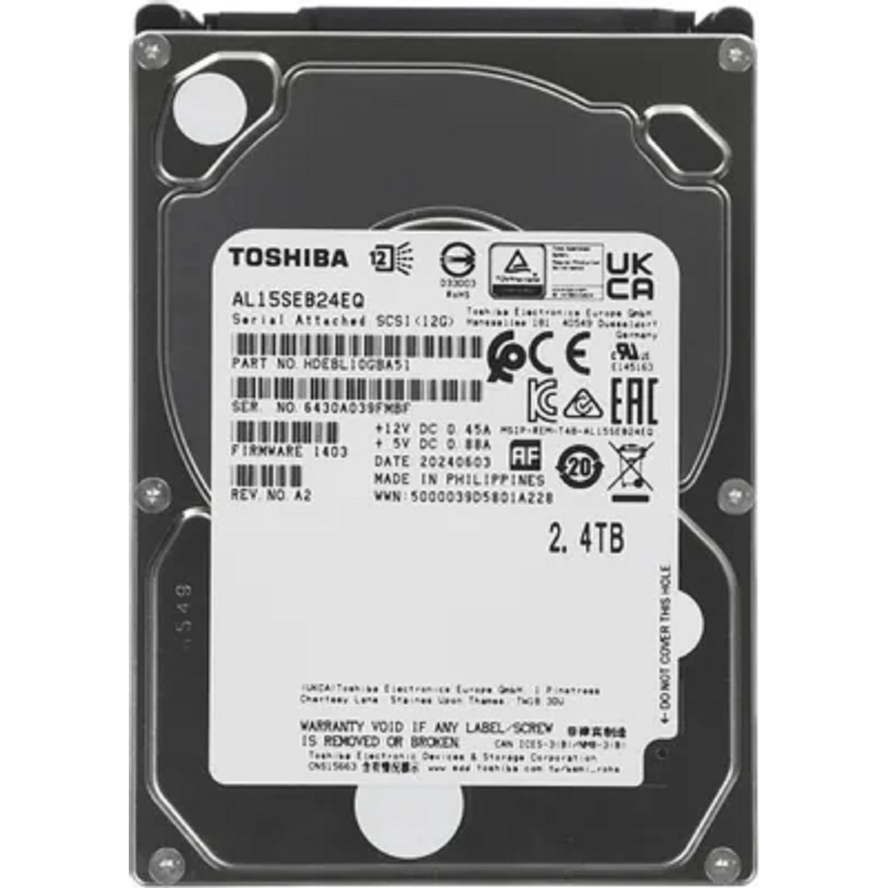 Toshiba Enterprise HDD 2.5" SAS 2.4TB, 10000 rpm, 128MB buffer, 15mm, AL15SEB24EQ, 1 year