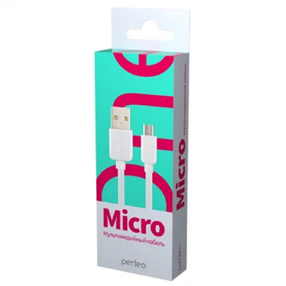 PERFEO Кабель USB2.0 A вилка - Micro USB вилка, белый, длина 1 м., бокс (U4007)
