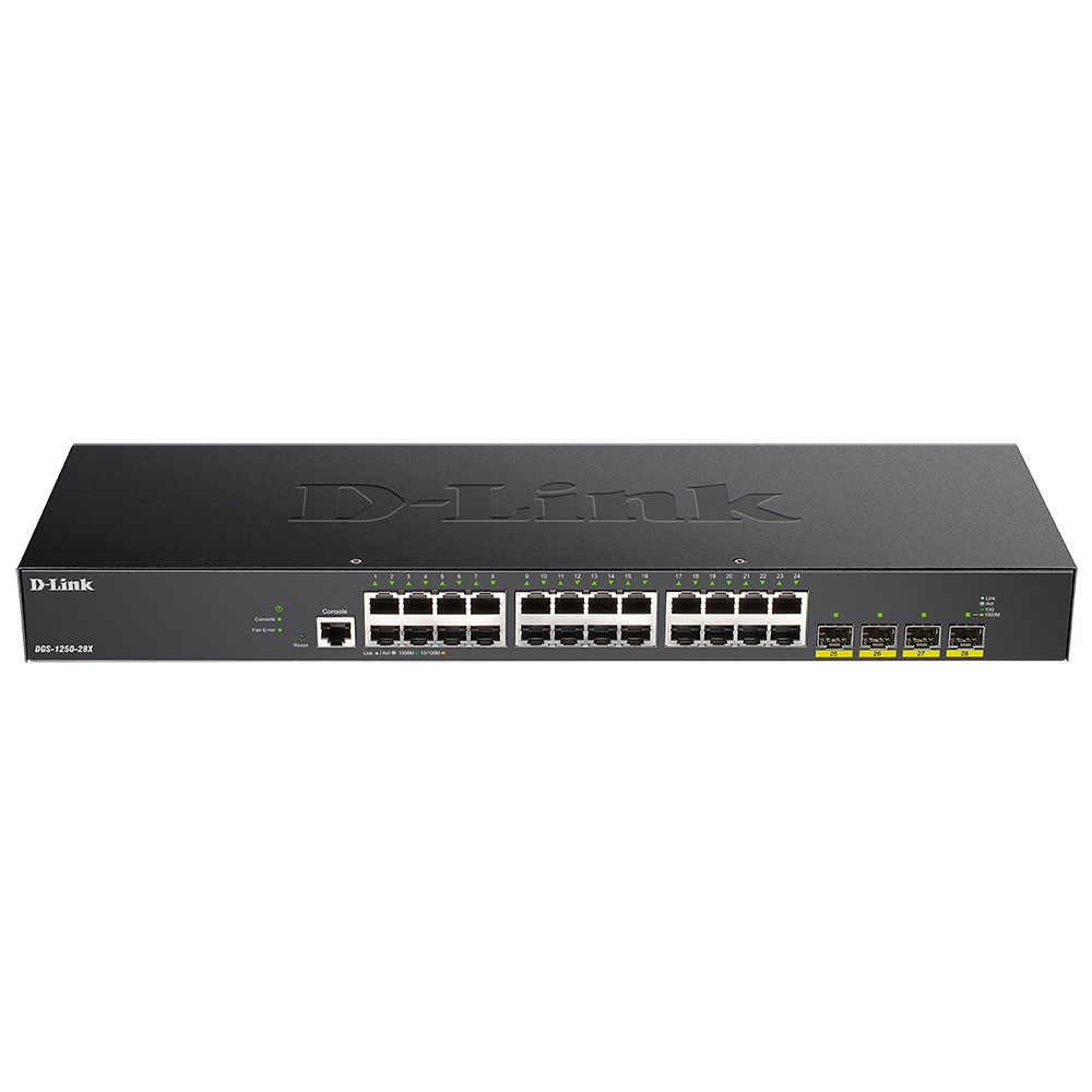 D-Link DGS-1250-28X/A1A Управляемый L2 коммутатор c 24 портами 10/100/1000Base-T и 4 портами 10GBase-X SFP+ D-Link SMB