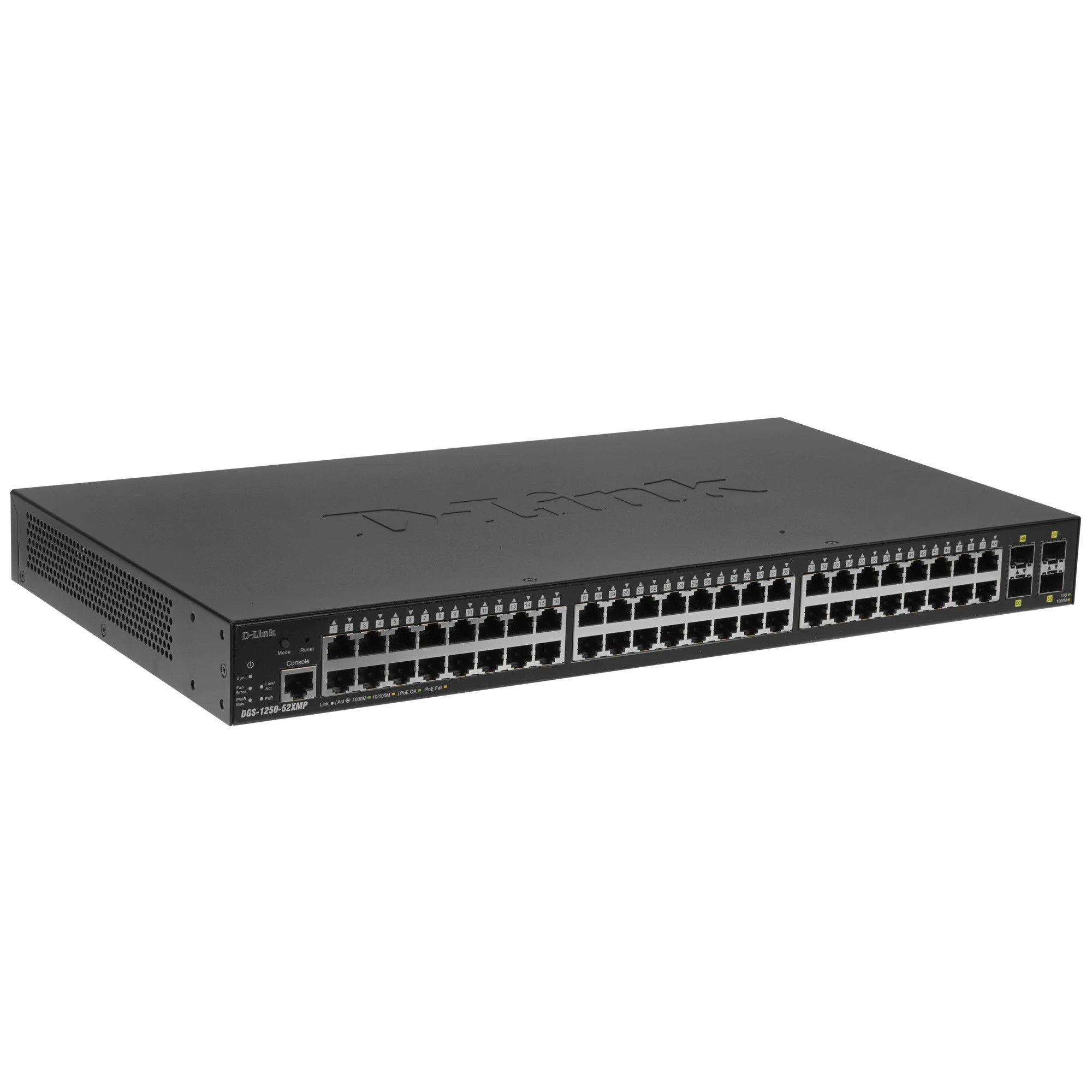 D-Link DGS-1250-52XMP/A1A Управляемый L2 коммутатор с 48 портами 10/100/1000Base-T и 4 портами 10GBase-X SFP+ (48 портов PoE 802.3af/at, PoE-бюджет 370 Вт) D-Link SMB