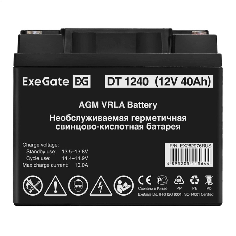 Exegate EX282976RUS Аккумуляторная батарея DT 1240 (12V 40Ah, под болт М5)