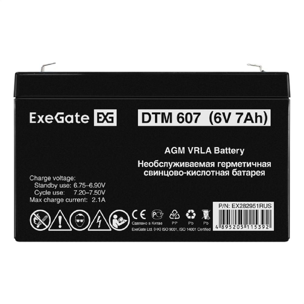 Exegate EX282951RUS Аккумуляторная батарея DTM 607 (6V 7Ah, клеммы F1)