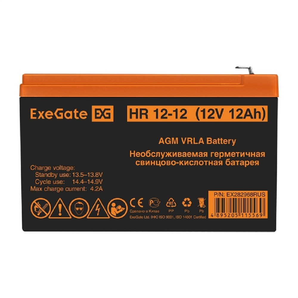 Exegate EX282968RUS Аккумуляторная батарея HR 12-12 (12V 12Ah 1251W, клеммы F2)