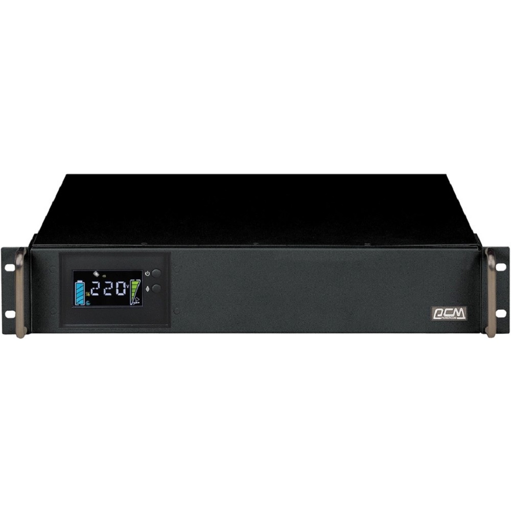 Powercom King Pro RM, Line-Interactive, 1500VA/1200W, Rack mount 2U, 6*IEC320-C13 (2 surge & 4 batt), Serial+USB, SmartSlot, LCD, black (1152600) арт. KIN-1500AP LCD