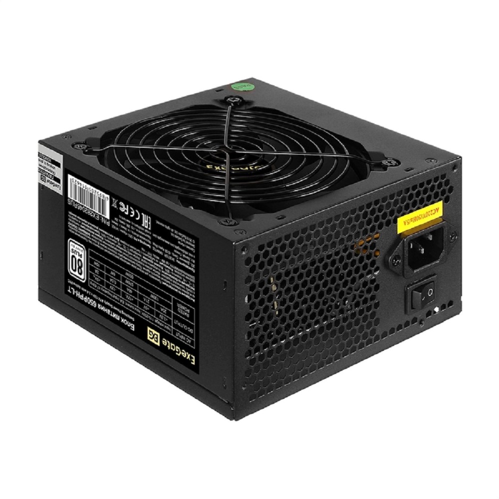 Exegate EX282046RUS Блок питания 650W Exegate 650PPH-LT, RTL, 80+, ATX, black, APFC, 12cm, 24p, (4+4)p, 5*SATA, 3*IDE