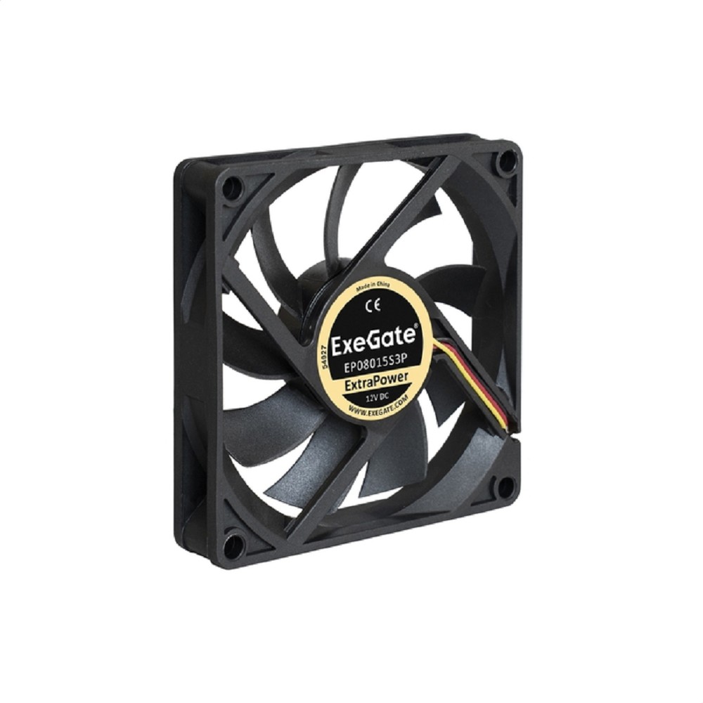 Exegate EX283374RUS Вентилятор ExeGate ExtraPower EP08015S3P, 80x80x15 мм, подшипник скольжения, 3pin, 2500RPM, 26dBA