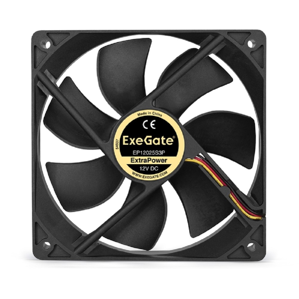 Exegate EX283388RUS Вентилятор ExeGate ExtraPower EP12025S3P, 120x120x25 мм, подшипник скольжения, 3pin, 1800RPM, 26dBA