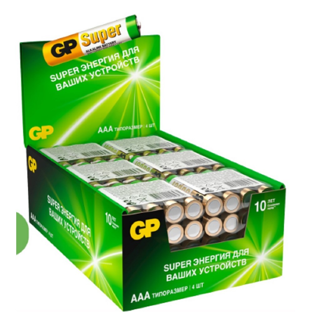 GP Super AAA/LR03/24A 24ARS-2SB4/24AA21RA-2CRS4 Super Alkaline G-Tech (96 шт. в уп-ке) (GPPCA24AS532) арт. 4891199071850