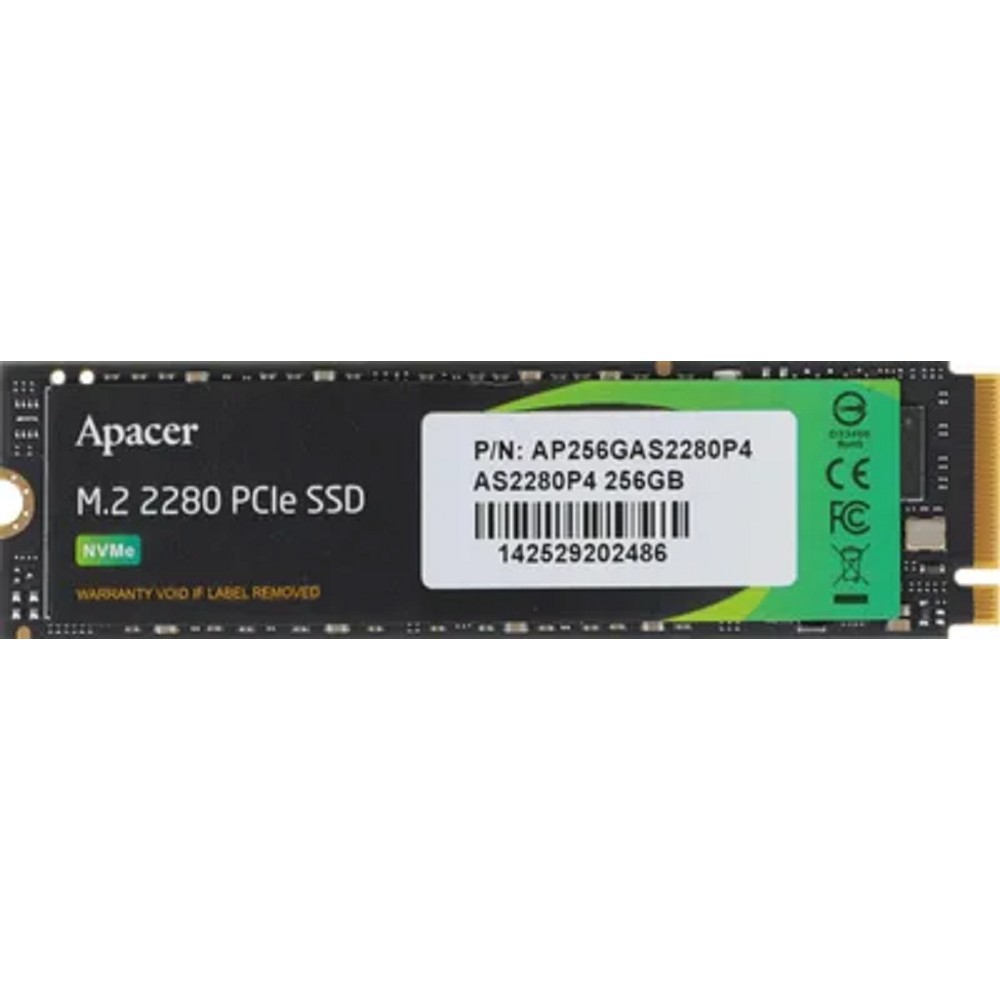 Apacer SSD AS2280P4 256Gb M.2 2280 PCIe Gen3x4, R2100/W1300 Mb/s, 3D TLC, MTBF 1.5M, NVMe 1.3, 200TBW, Retail, 3 years (AP256GAS2280P4-1)